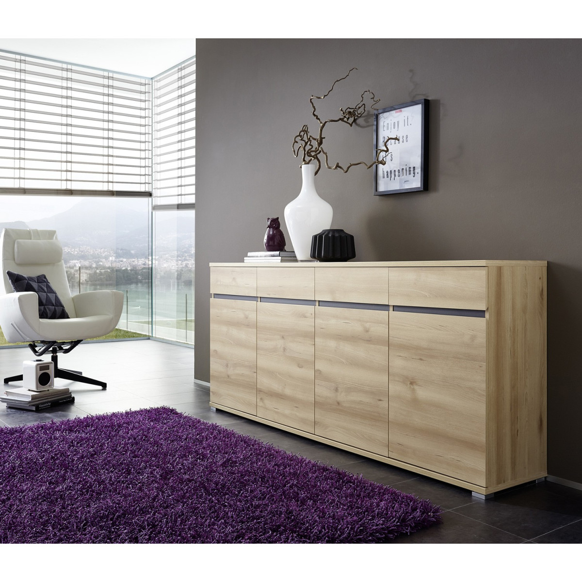 Bahut Buffet Salon Design décor bois hêtre - 192 cm