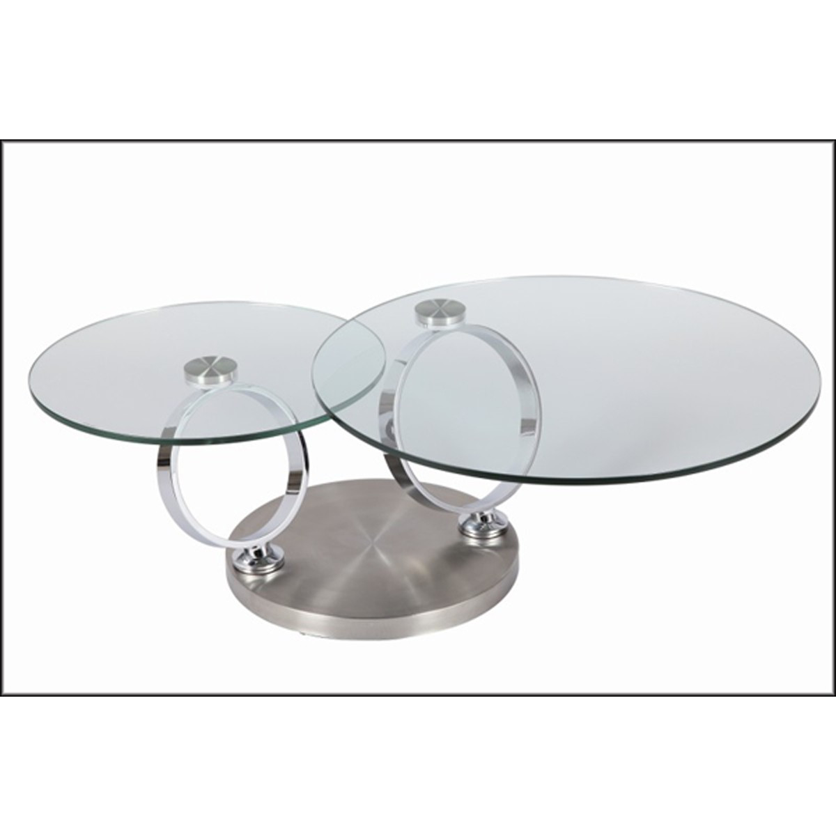 Table Basse Design Ronde en Verre Modulable
