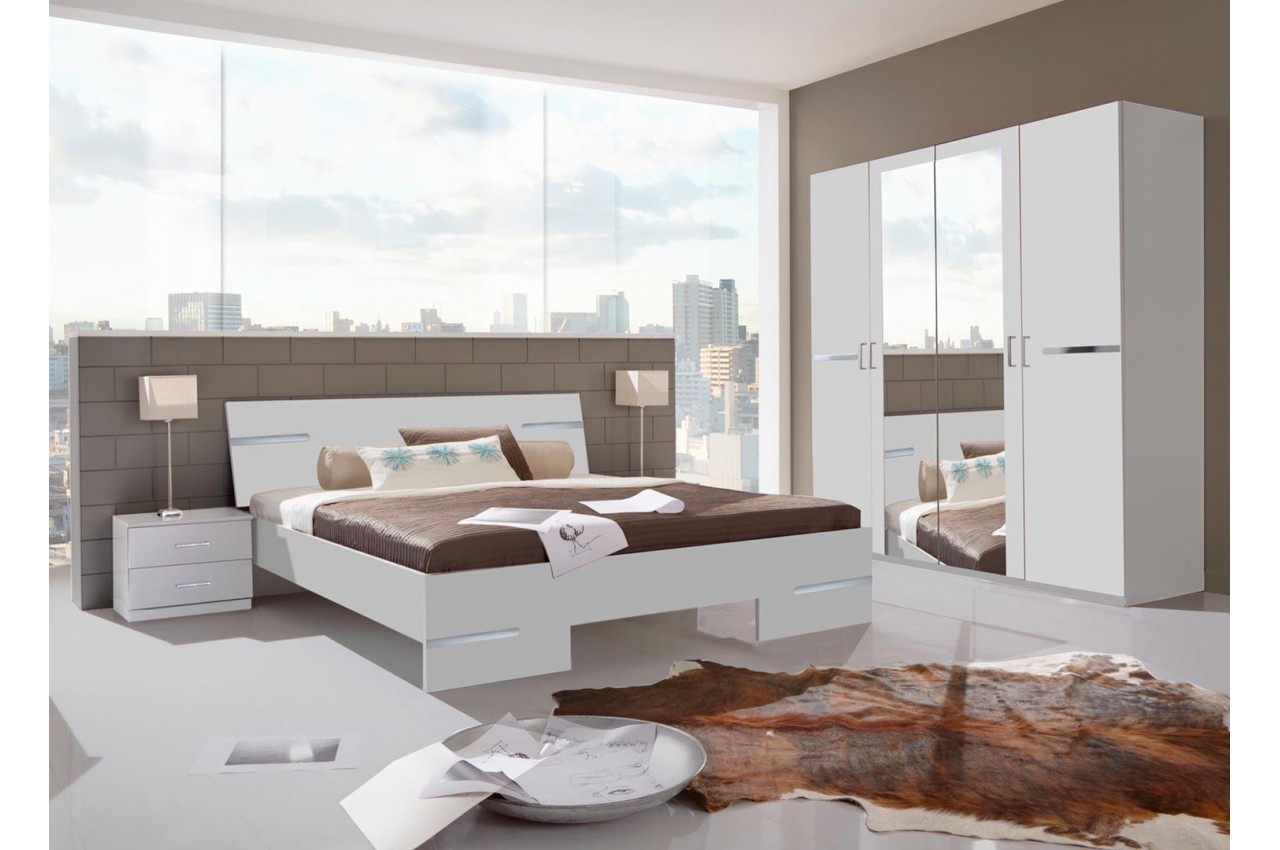Chambre complète laqué blanc IDEA - Design Qualité ITALY Pas Cher