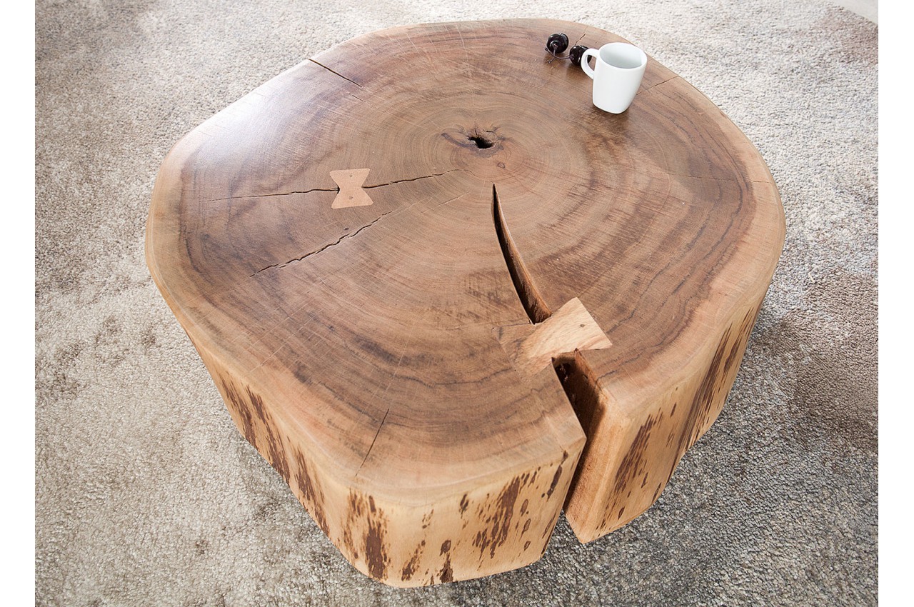 Table basse ronde en bois d'acacia Charlou