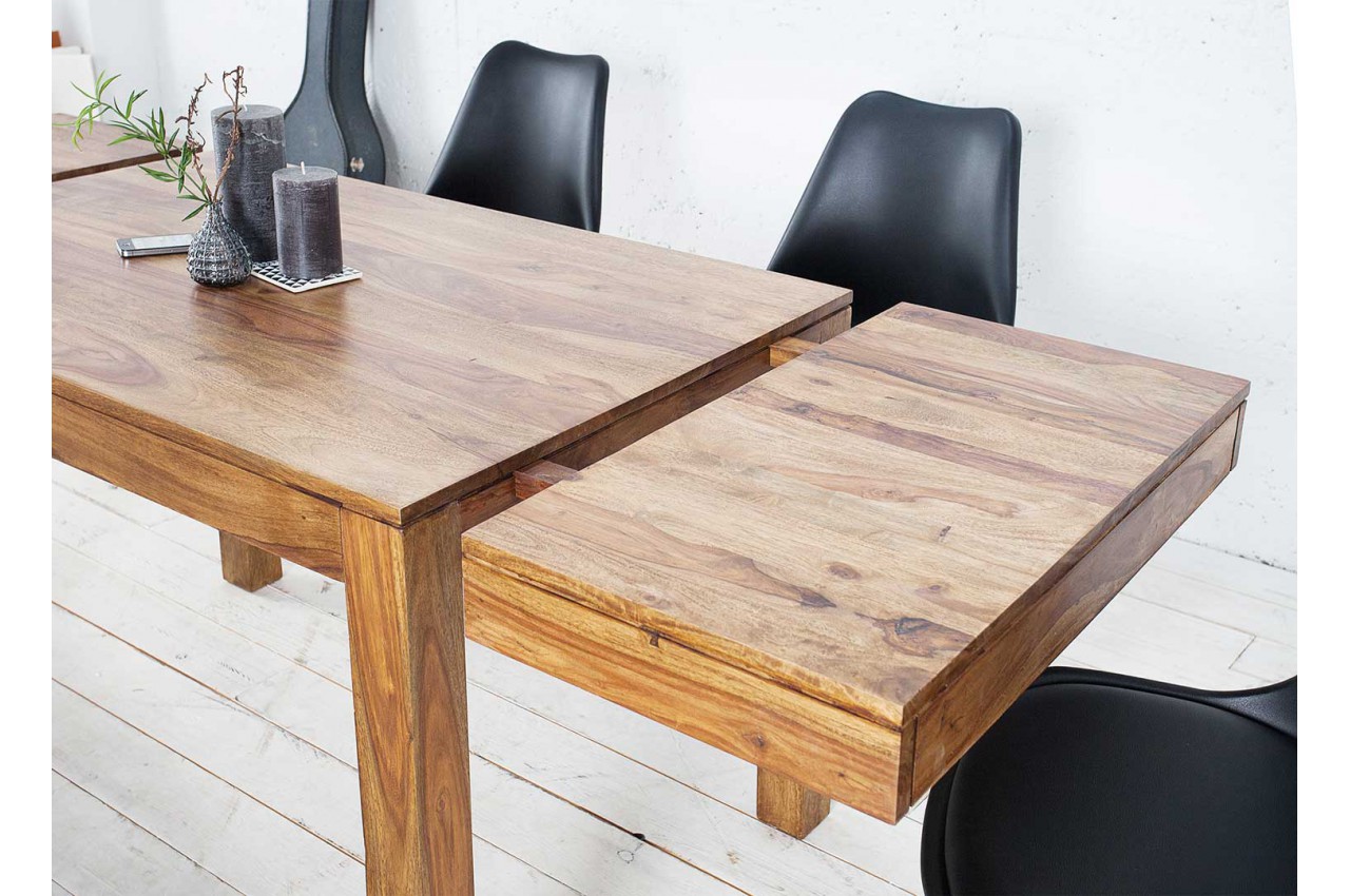 Table de repas avec allonges 120-200 cm bois massif sesham - Cbc