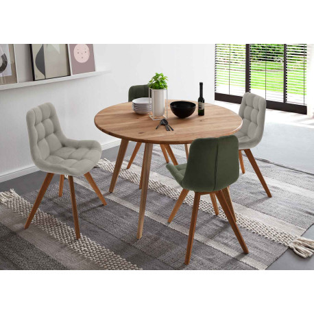 petite table ronde de cuisine ou de salle à manger avec plateau en bois  massif
