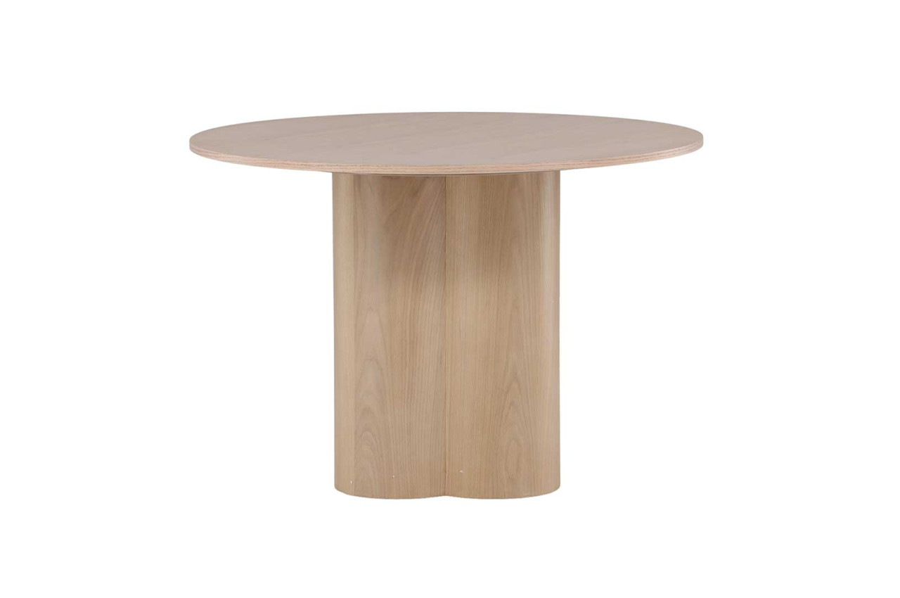 Table à manger moderne ronde 110cm plaqué bois BOULBI