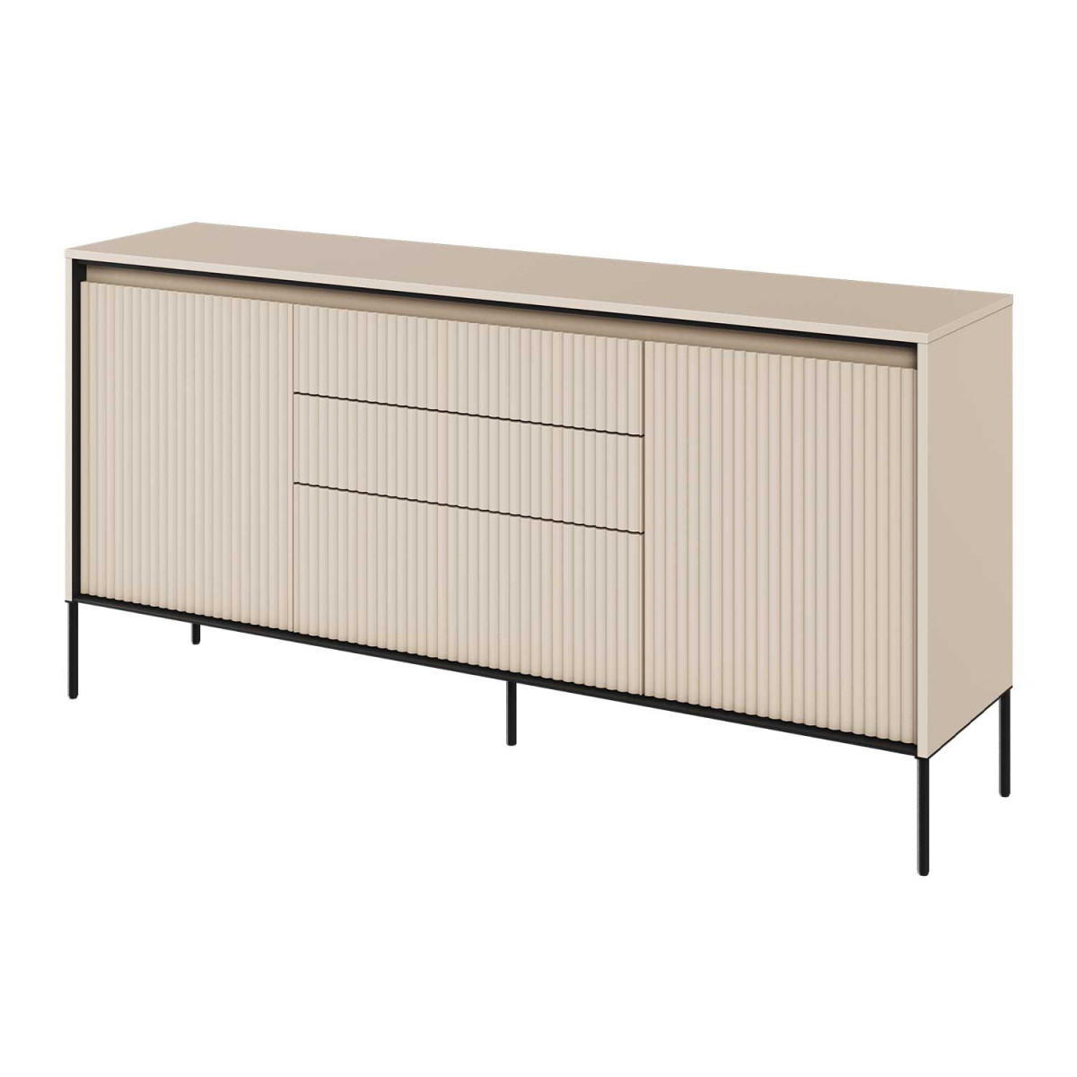 Buffet 2 portes et 3 tiroirs beige sable 166 cm