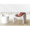 Fauteuil contemporain tissu bouclé blanc LEO