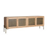 Meuble tv 4 portes bois de pin marron clair 161 cm Diego