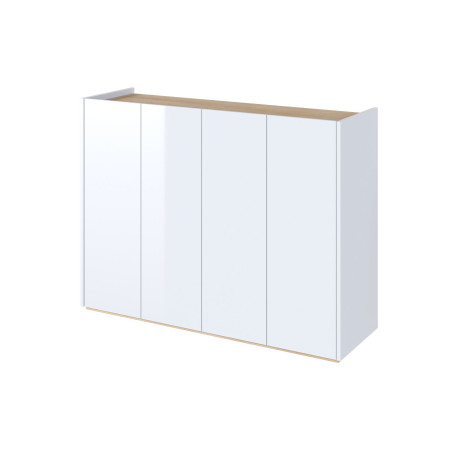 Meuble commode blanc brillant et chêne 126 cm avec éclairage Onda