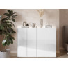 Meuble commode blanc brillant et chêne 126 cm avec éclairage Onda