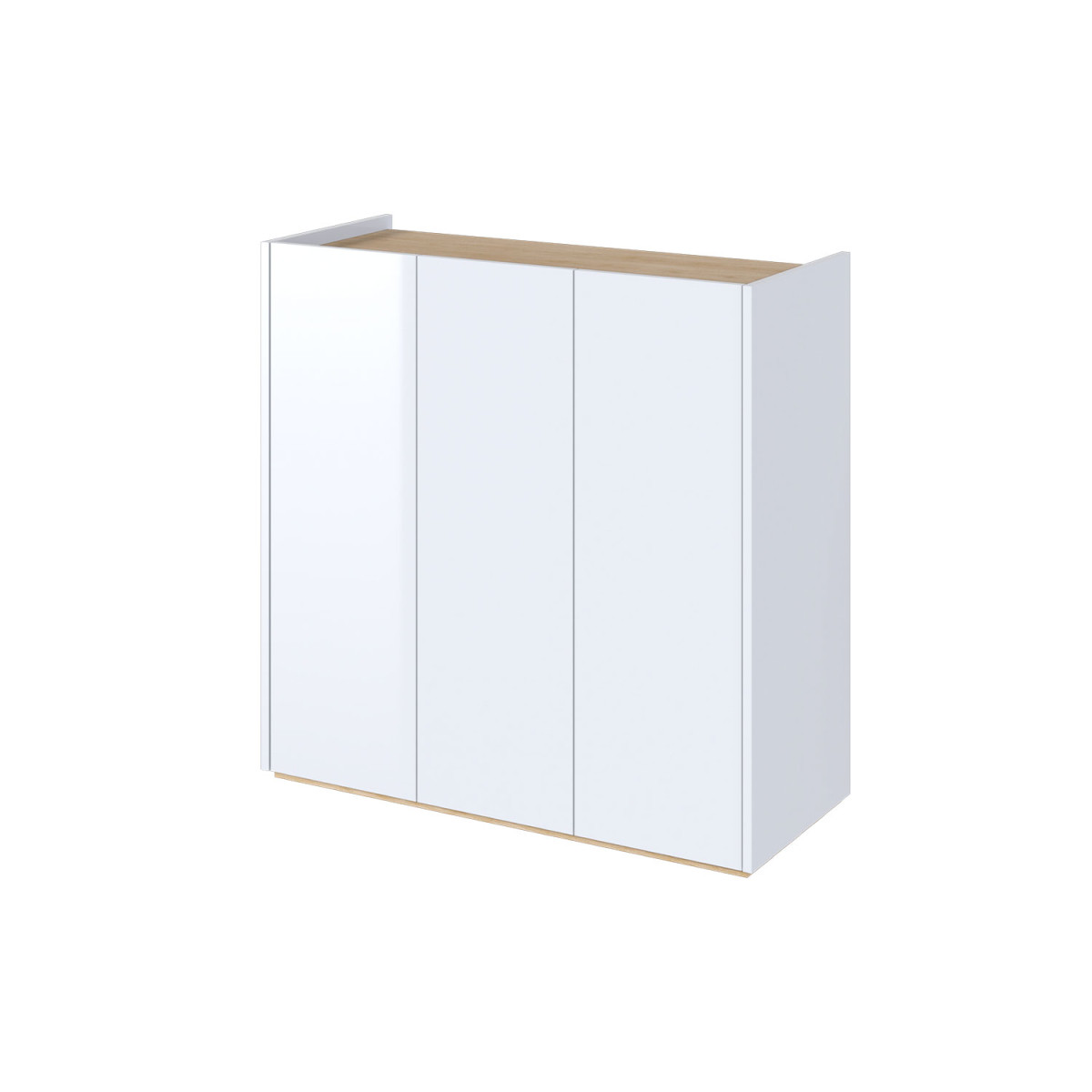 Commode moderne blanc brillant et chêne 95 cm avec éclairage Onda