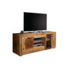 Meuble tv 150 cm 2 portes et 2 niches en bois massif