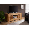 Meuble tv 150 cm 2 portes et 2 niches en bois massif