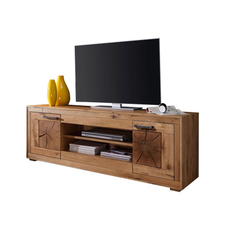 Meuble tv 2m de 2 portes et 2 niches en bois massif