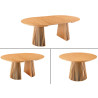 Table à manger ronde extensible en bois couleur chêne naturel