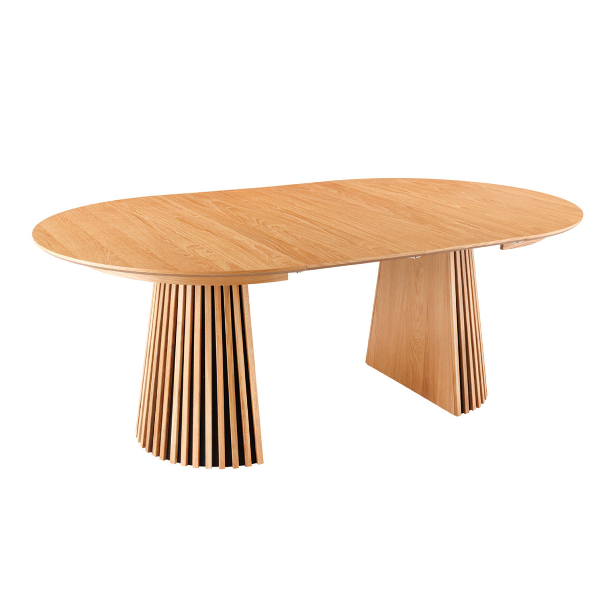 Table à manger ronde extensible en bois chêne naturel Galia