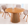 Table à manger ronde extensible en bois couleur chêne naturel