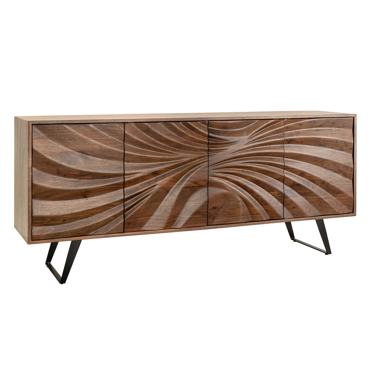 Buffet marron 4 portes 175 cm en acacia Nolan