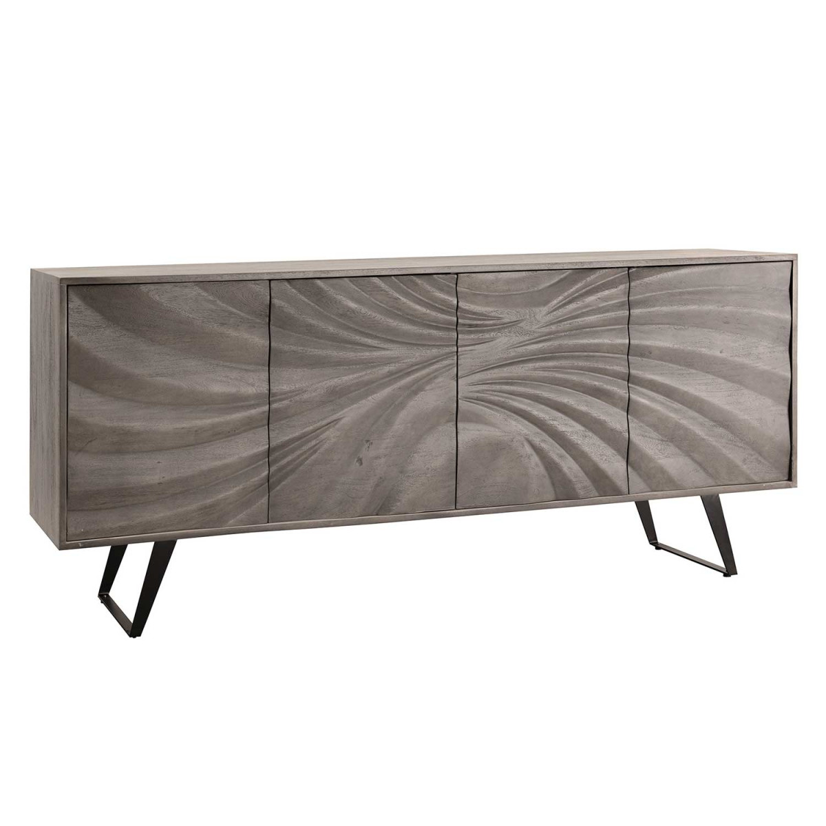 Buffet gris 4 portes 175 cm en acacia Nolan