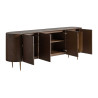 Long buffet 2m20 4 portes en bois de chêne brun et bronze Nerea