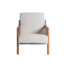 Fauteuil rotin et tissu beige structure bois d'hévéa Berit