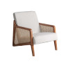 Fauteuil rotin et tissu beige structure bois d'hévéa Berit