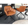 Lot de 2 chaises accoudoirs pivotantes en cuir cognac Hudson