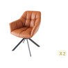 Lot de 2 chaises accoudoirs pivotantes en cuir cognac Hudson