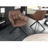 Lot de 2 chaises accoudoirs pivotantes en cuir marron Hudson