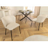 Lot de 4 chaises beige tissu côtelé et métal noir Palmer