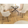 Lot de 4 chaises beige tissu côtelé et métal noir Palmer