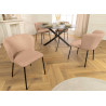 Lot de 4 chaises rose tissu côtelé et métal noir Palmer