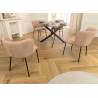 Lot de 4 chaises rose tissu côtelé et métal noir Palmer