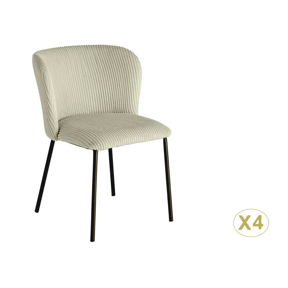 Lot de 4 chaises vert menthe tissu côtelé et métal noir Palmer