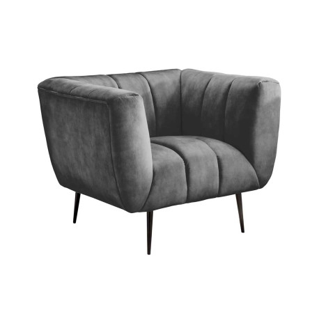 Fauteuil en velours gris et métal noir Empire