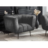 Fauteuil en velours gris et métal noir Empire