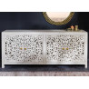 Buffet blanc en bois sculpté style oriental Azura