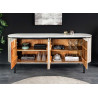 Buffet massif 170 cm en manguier sablé gris et plateau en marbre Kezia