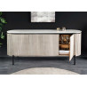 Buffet massif 170 cm en manguier sablé gris et plateau en marbre Kezia