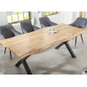 Table industrielle 180 cm aspect chêne sauvage pieds X Joka