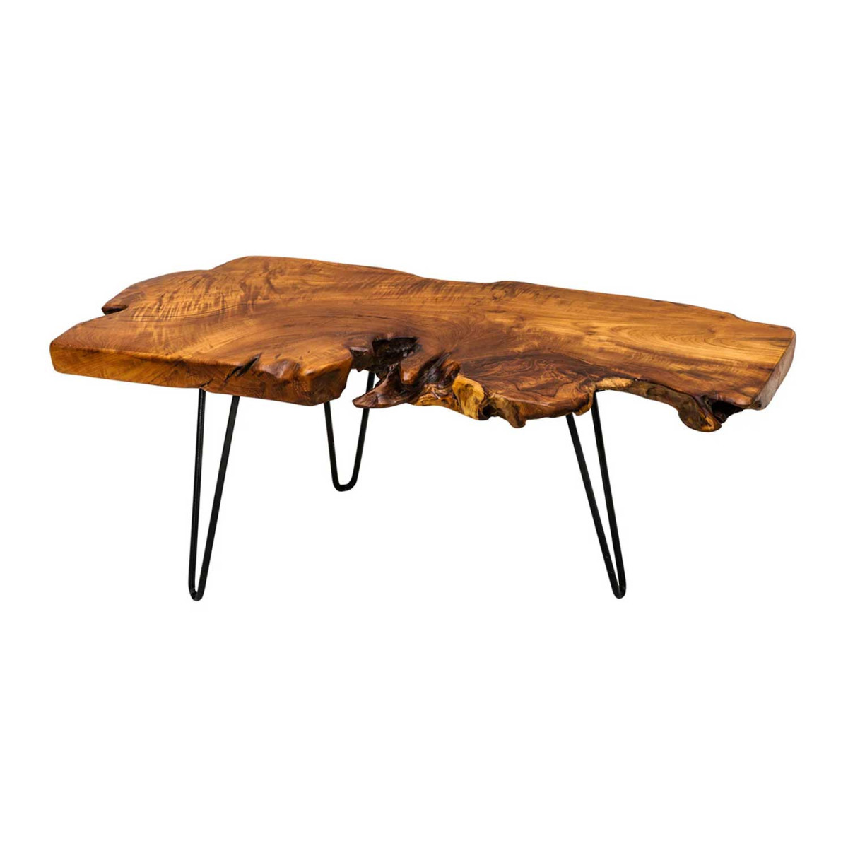 Table basse bois de teck et métal 100 cm Macha