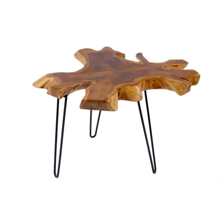 Table de salon bois de teck et métal 60 cm Macha