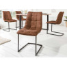 Chaises cantilever microfibre marron Lily