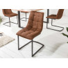 Chaises cantilever microfibre marron Lily