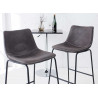 Chaise de bar microfibre grise et métal noir Sharon