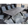 Table industrielle 180 cm imitation chêne sauvage blanchi gris Joka