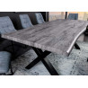 Table industrielle 180 cm imitation chêne sauvage blanchi gris Joka