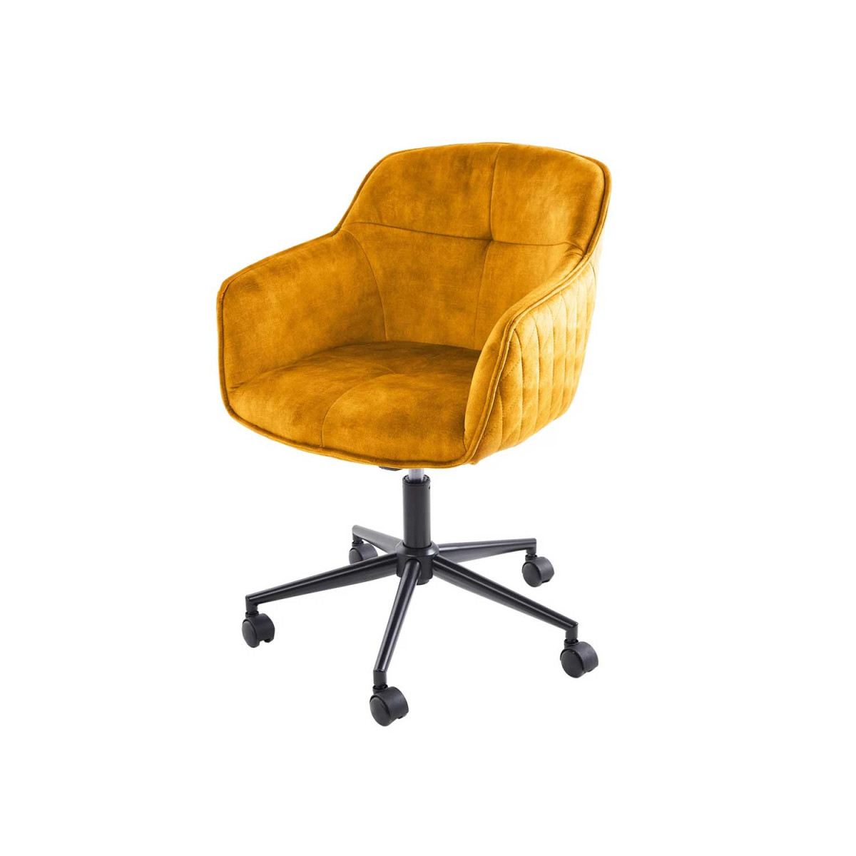 Chaise de bureau velours jaune Makoto