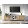 Meuble TV moderne 4 portes 2m10 chêne cadiz et cashmere Enora