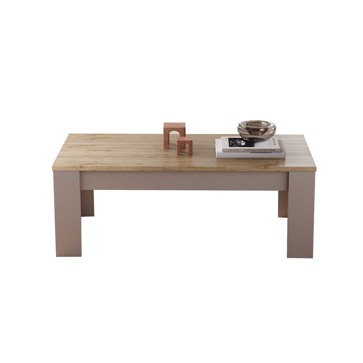 Table basse rectangulaire 122 cm chêne cadiz et cashmere Enora