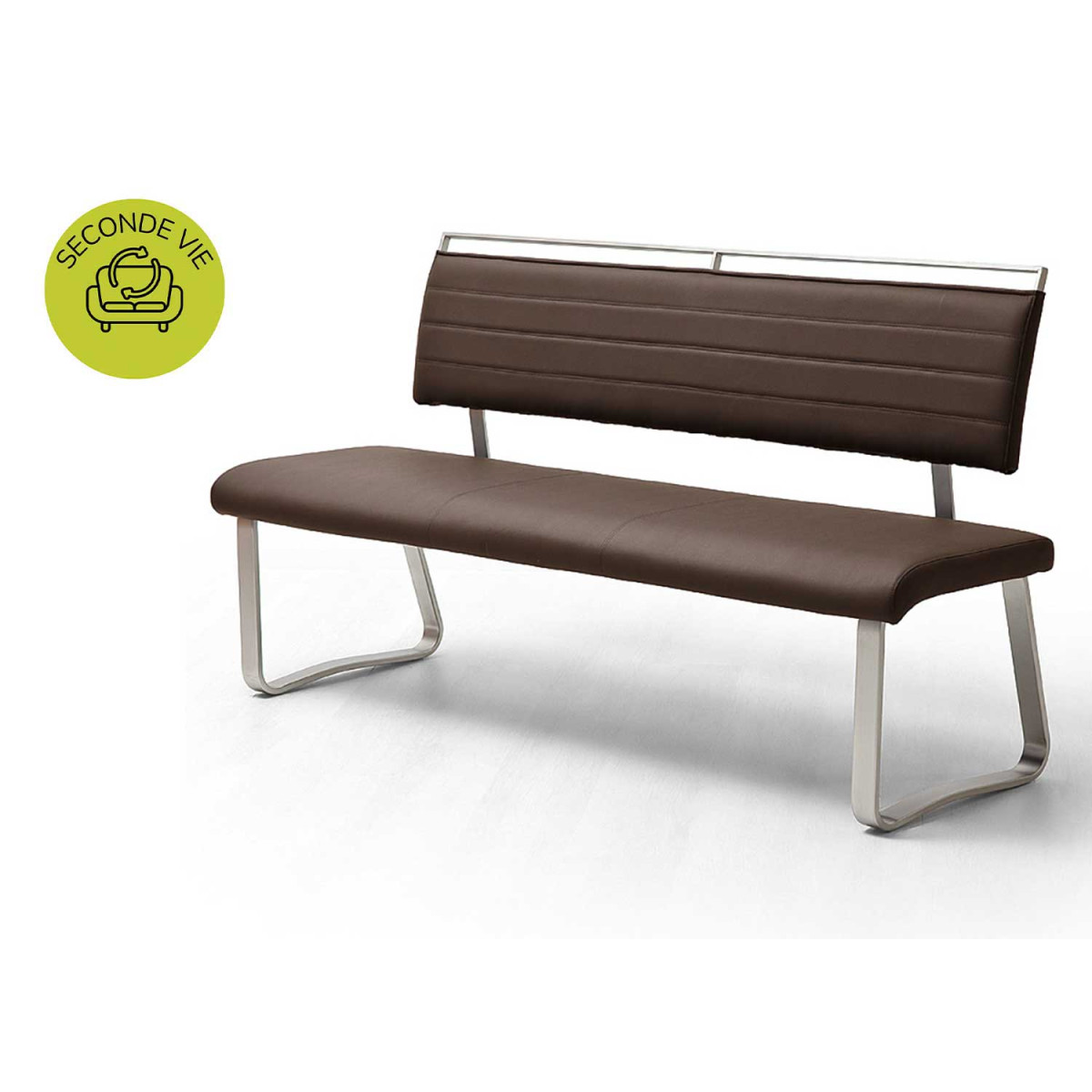 Banc simili cuir marron foncé 155 cm "SECONDE VIE"