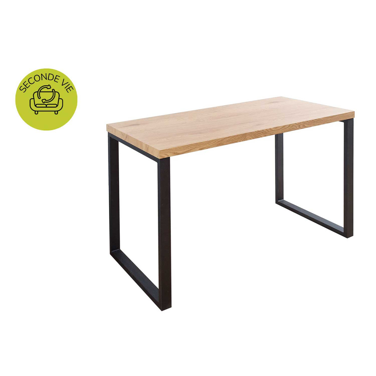 Bureau 120 cm chêne et métal noir "SECONDE VIE"